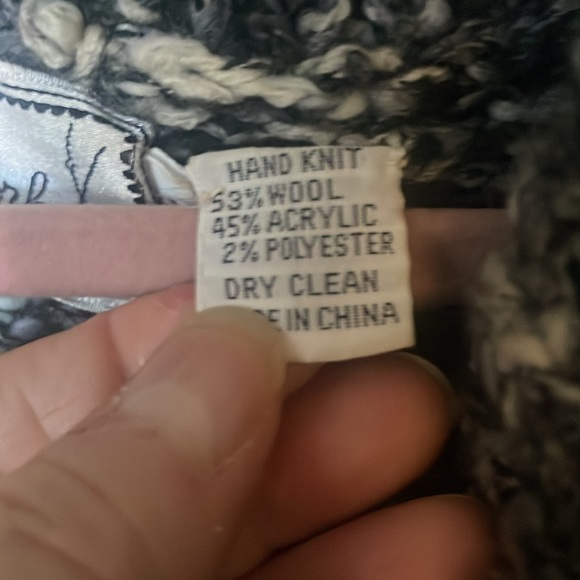 Needleworks grandfather sweater handed black and white button up and super warm - Picture 4 of 5